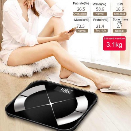 Body Fat Scale, Smart BMI Bathroom Weight Scale Body Composition Monitor Health Analyzer with Smartphone App for Body Weight, Fat, Water, BMI, BMR, Muscle Mass